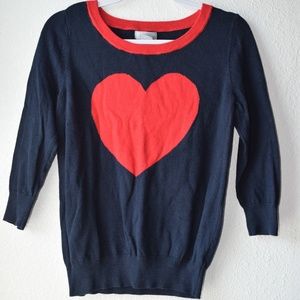 Navy Blue w/Red Heart ❤️  Scoop Neckline Sweater